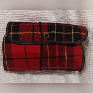 Mens traveling toiletry case red plaid VINTAGE
